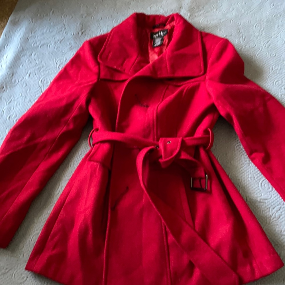 Red pea coat